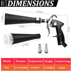 Car Cleaning Gun, Interior Detailing Dryer Air Blow Gun with 2 Nozzles, High Pressure Blower for Fast Dirt & Dust Removal, Works with Air Compressor