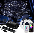 Small Size Fiber Optic Starlight Headliner Kit, Shooting Stars + Twinkle + Sound-Activated APP& Remote Control Starlight Engine for Car Home, 500pcs 13.1ft
