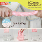 Napjoy Microfiber Cleaning Cloth Roll, 75PK Easy Tear Away Reusable Paper Towels, 12" x 12", Lint-Free and Scratch-Free with Patented Fiber Technology Microfiber Towel Roll, Pink