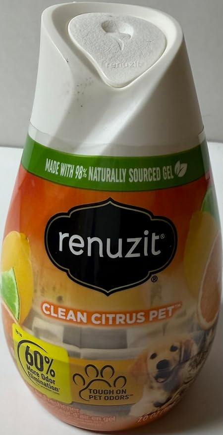 Renuzite Adjustable Gel solid Air Freshener Cone, clean citrus pet Scent, Nonstop Freshness, 7oz Cone, 6 Count, brand is Renuziteee