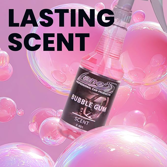 LANE’S Premium Car Air Freshener "Bubble Gum" - 16oz Water-Based, Long-Lasting Auto Scent Spray - Food, Pet, Odor Smell Deodorizer for Cars, Trucks, SUVs' Interior Leather, Carpet, Upholstery
