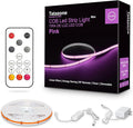 Tatazone 32.8ft Pink COB Led Strip Lights with RF Remote, Dimmable Bright Adhesive Indoor Led COB Light Strip for Cabinet, Painting, Room, Bed