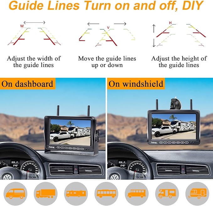 RV Backup Camera Wireless Plug and Play: Pre-Wired for Furrion System Recording Wide View Rear View Camera Clear Night Vision HD 1080P 7'' Touch Key Monitor for Trailer Camper Motorhome Yakry Y27-N