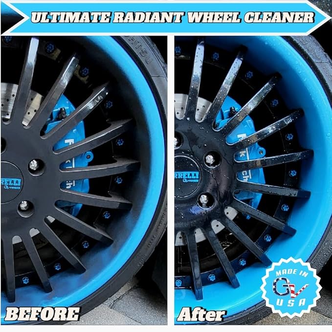 Ultimate Radiant Wheel Cleaner, Professional Grade Non-Acid Car Rim and Brake Dust Cleaner, Safe for Chrome, 3-Piece Wheels, High Shine Wheel & Rim Detail Spray, Made in USA, 1 Gallon
