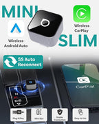 OTTOCAST Mini Cube 3.0 USB C Wireless CarPlay & Android Auto Adapter 2026– Plug & Play, Fast Auto-Reconnect (Silver)