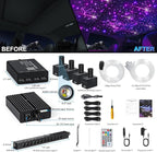 Split Car Starlight Headliner Kit, 4 Colors 12W Meteor Fiber Optic Starlight Kit, 1000pcs*0.02in*9.8ft+240 RGBW Sound Activate Shooting Star Lights for Ceiling Car Roof/Home Decor