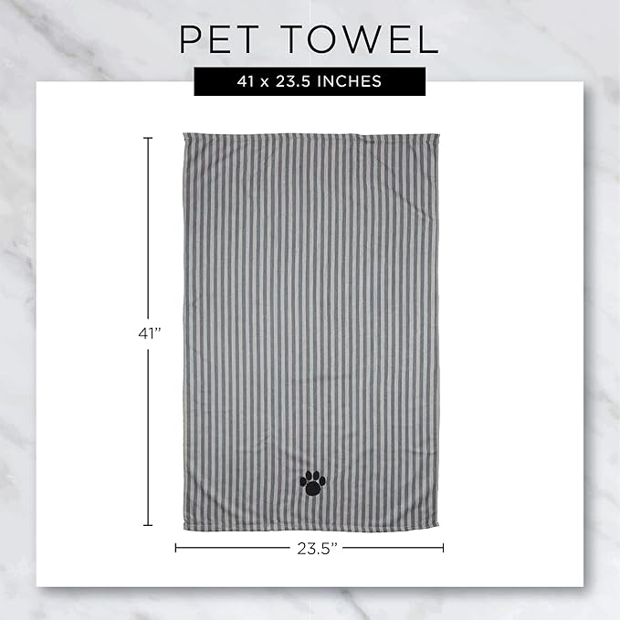 Bone Dry Pet Grooming Microfiber Towel, Striped Collection, X-Large, 41x23.5, Rose (Pack of 2)