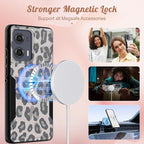 for Moto Edge 2024 Case - Compatible with MagSafe Women Girls Cute Magnetic Protective Phone Cover Cool Fun Unique Leopard Heavy Duty Shockproof Design for Motorola Moto Edge 2024 Cases