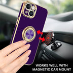 VENINGO Compatible with Apple 14 Case,Phone Case for 14,Slim Fit Soft 360° Ring Holder Kickstand Magnetic Car Mount Supported Easy Clean Shockproof Protective Cover for Apple 14 6.1", Deep Purple