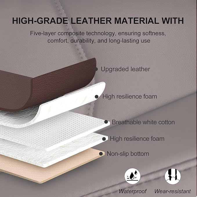 BOPUOVRE Car Seat Cover for Luxury & Comfort - PU Leather, Anti-Slip, Full Wrap Protection with Storage Pocket for Bottom Cushion - Universal Fit for 95% of Vehicles (Coffee Color,1 Piece)