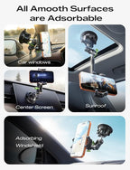 MAGIC JOHN Car Phone Holder, Ultra-Durable Mteal Phone Holders for Your Car, 360° Rotation Cell Phone Car Mount for Windshield, Suction Cup Car Phone Mount for iPhone Samsung All Smartphone