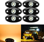 6 Pods LED Rock Lights, Ampper Waterproof LED Neon Underglow Light for Car Truck ATV UTV SUV Offroad Boat Underbody Glow Trail Rig Lamp (Yellow)