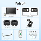 7" 2-Wired Backup Camera System, DVR Dual Screen Rear View Camera, IP69 Waterproof IR Night Vision, 20G Vibration-Proof for Trailer/RV/Tractor/Truck/Combine/Skid Steer/Heavy Equipment/UTV, Y1