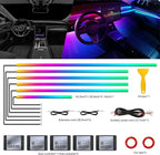 Dreamcolor Acrylic Interior Car LED Strip Light with Wireless APP, RGB 6 in 1 with 175 inches 593 LEDs Fiber Optic Strip Lights for Car, Dynamic Chasing Music Sync Neon Car Ambient Lighting Kits