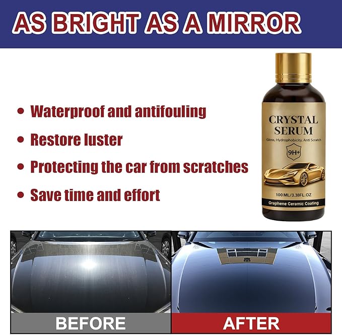 PTZ Crystal Serum,Advanced Graphene Ceramic Coating for Cars,Ceramic Car Coating Kit,9h+ Graphene Ceramic-Coating for Auto Car Paint Protection (2PCS)