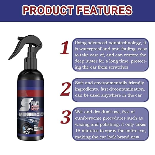 Spray Coating Agent, Multi-Functional Coating Renewal Agent, Car Fast-Acting Coating Agent Spray, 3 in 1 High Protection Quick Car Coating Spray Fast-Acting