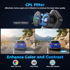 Dash Cam Front and Rear, 4K Dual Dash Cam with CPL Filter, Dash Camera for Cars-5GHz WiFi, 3" IPS Screen Dashcams for Cars with 64GB Card, App Control, Night Vision, Parking Monitor, Support 256GB Max