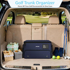 4-Layer Golf Trunk Organizer, Golfer Gifts for Men Women with Separate Ventilated Compartment for 2 Pairs Shoes, Waterproof Car Golf Locker Storage Bag for Golf Gear and Accessories,Blue