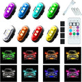 8PCS RGB Led Aircraft Strobe Lights For Cars, 8Colors High Brightness Wireless Led Strobe Light with Remote Control USB Waterproof Anti-Collision Warning Lights For Motorcycle Drone Aircraft Bike Boat