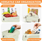Vankor White Car Trash Can Cute, White Car Accessories for Women Waterproof Automotive Garbage Cans Leak Proof Vehicle Trash Can Diamond Pattern-Beige