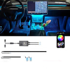 Interior Neon Lights for Tesla Model Y/3, Dreamcolor Acrylic Interior Car LED Strip Light for Tesla, Dynamic Chasing Music Sync Neon Ambient Lighting Kits for Tesla Model Y/3 (2 Strip Set B)