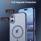 SUPFINE Magnetic for iPhone 16 Case (Compatible with MagSafe) (Military Grade Drop Protection) Slim Translucent Matte Shockproof with Anti-Fingerprint Phone Case,Lavender Gray