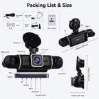 SIXTOP 360 Degree View 4 Channel Dash Cam, 2K Front and 1080P Rear Inside Left Right HD Dash Cam Camera for Cars WiFi & APP Control 8 IR Night Vision Loop Recording G-Sensor Parking Monitoring