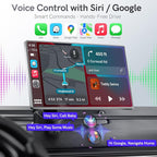 Portable CarPlay Screen for Car,Car Stereo with Apple CarPlay & Android Auto,Incell Touch Screen,4K Dash Cam,1080P Backup Camera,Mirror Link, Voice Control, Bluetooth 5.3,GPS,FM (9 Inch)
