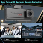 4G LTE Cellular Dash Camera for Cars, 4K Full HD Dual Dash Cam Front and Rear 170° Wide Angle, Anti Theft GPS Tracker, Night Vision, Real-time Alerts with 64GB Card, 24/7 Parking Mode