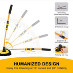 15° Curved Car Wash Brush with 43" Telescopic Handle – Microfiber Chenille Car Wash Mop for RV, SUV, Truck & Boat – Soft, Scratch-Free Extendable Cleaning Tool (Yellow&Black)