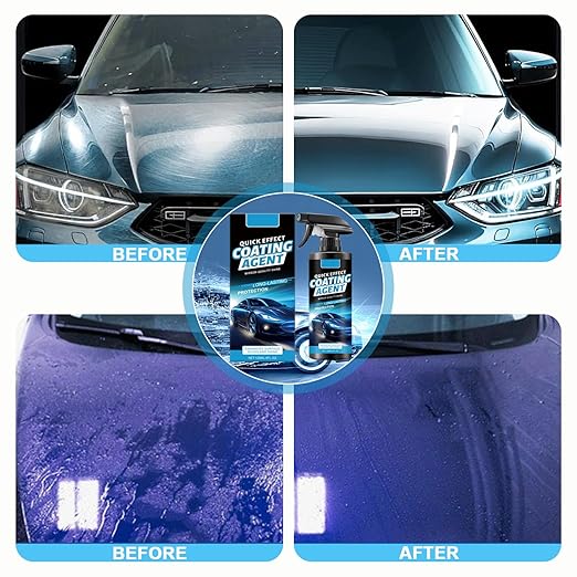 2PCS Car Coating Spray, Quick Effect Coating Agent, Advanced Car Quick-Acting Coating Agent for Most Colors & Finishes, Scratch Wax Coating Spray for Shine & Protection