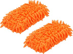 HARFINGTON 2pcs Car Wash Sponge 8.7" x 4.3" Chenille Microfiber Mitt Scratch-Free Absorbent Scour Scrubber Cleaning Sponge for Washing Detailing on Cars, Trucks, SUV, Boats, RVs, Orange
