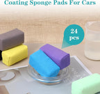 24 Pack Microfiber Applicator Pads Suede Car Detailing Sponge Ceramic Coating Applicator Pads Coating Sponge for Cars Graphene Metal Plastic Trim Ceramic Spray Applying Wax
