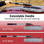 YeewayVeh Car Duster Exterior Scratch Free Microfiber Car Cleaning Brush, Extendable Handle Pollen and Dust Brush for Truck, SUV, Vehicles and Home Cleaning, Gray and Red