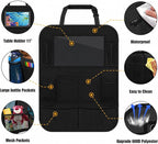 ULEEKA Car Backseat Organizer with 10" Table Holder, 9 Storage Pockets Seat Back Protectors Kick Mats for Kids Toddlers, Travel Accessories, 2 Pack