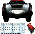 White LED Truck Pickup Bed Light Kit, 8 PCS 48 LEDs Rock Lighting Kits IP68 Waterproof LED Lighting Set with Switch for Car, Side Marker, Foot Wells, Rail Lights for Halloween