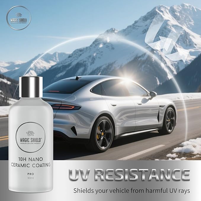 Magic Shield Ceramic Coating PRO 10H - Self-Healing | Long lasting for 2 cars+ | Advanced SiO2 Protection | Easy Application | Candy-Like Gloss | Perfect for Cars, Motorcycles, RVs, and Boats (50ml)