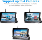 eRapta 4 Wireless Backup Camera System with HD 2K 10-Inch Loop Recording Monitor, Quad Channels Full-Field Cameras IR Night Vision for Trailer/RV/Truck/Camper/Bus-AW104SL