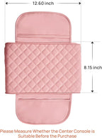 JOYTUTUS Pink Center Console Cover with Storage Bag for SUV Sedan, PU Leather Arm Rest Pad Middle Console Protector, ‎12.6" x 7.8" x 2.16"