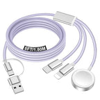 Travel Essentials for Apple Watch Charger,iPhone Charger,3 in 2 Type C/L/Magnetic Fast Charging Cable,Multi Charging Cable Portable Designed for iWatch Series,iPhone 17-11,Galaxy S26-S21,Car-5FT