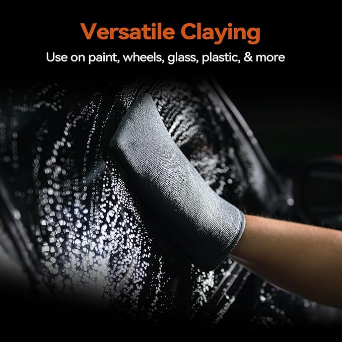 Premium Clay Mitt for Car Detailing – Advanced Grade Clay Bar Glove Removes Overspray, Water Spots, Iron & Rail Dust | Fast, Reusable, Scratch-Free