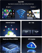 Magic Box - AI Box CarPlay Android Auto Wireless 2GB+16GB, Support YouTube, Netflix, Prime Video, Disney+, Spotify w/HDMI Output, Dual Wi-Fi & BT (5.4 & 4.2), USB Playback, AI-Powered, OTA