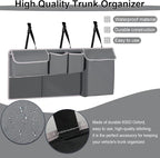 UYYE Trunk Hanging Organizer, Backseat Storage Bag, Collapsible Car Interior Accessories with 4 Pockets & 2 Mesh Pouches for Tools, Provide More Storage Trunk Space for SUV, Jeep, MPVs (Grey)