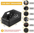 Car Seat Organizer for Back Seats&Front-Foldable PU Leather Storage with Adjustable Dividers,2 Cup Holders&7 Mesh Pockets-Detachable Design with Metal Handles for Kids Travel,Toys,Snacks