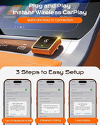 2026 Wireless CarPlay Adapter for Apple Only, Upgrade Mini Aluminium Car Play Adapter Converts Wired to Wireless CarPlay for iPhone, Plug & Play, Auto Connect Fast and Stable, with USB-C, CosmicOrange