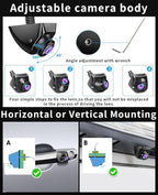 B-Qtech Car Backup Camera Monitor System Rear View Reverse Camera Waterproof Night Vision DIY Guide Lines LCD 1080P Display for Cars Truck Off-Road SUV Van Jeep UTV