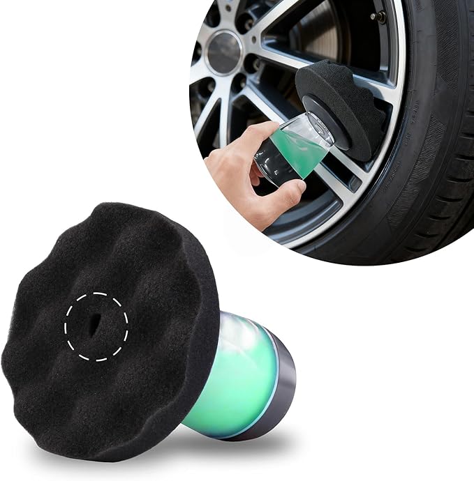 Flow Large Tire Shine Applicator Pad, Durable & Reusable Tire Dressing Applicator, No-Drip Streak-Free Foam Sponge Pad, Tire Shine & Gel Applicator for Car Truck (L)