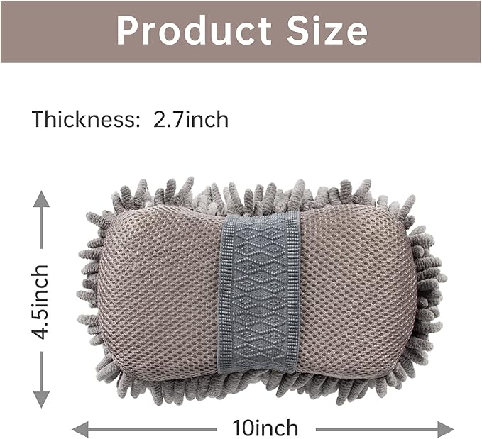 4 Pack Car Wash Mitt, BELPAIR Microfiber Sponge Cleaning Mitten for Window Cleaner, Non Scratch Sponges Auto Supplies Duster Kit Premium Washing Scrub Foam for Care Tools Foaming Cleaner (Grey)