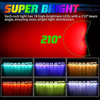 8 Pods RGB Rock Lights for Trucks,Multi Chasing Color App/Remote Control Led Rock Lights with Music Mode Underglow Kits for Cars Jeep UTV SUV ATV