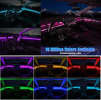 Acrylic Interior Car LED Strip Light with APP, RGB 6 in 1 with 175 inches 600 LEDs Fiber Optic Ambient Lighting Kits, 16 Million Colors Sound Active Function Car Neon LED Strip for Car